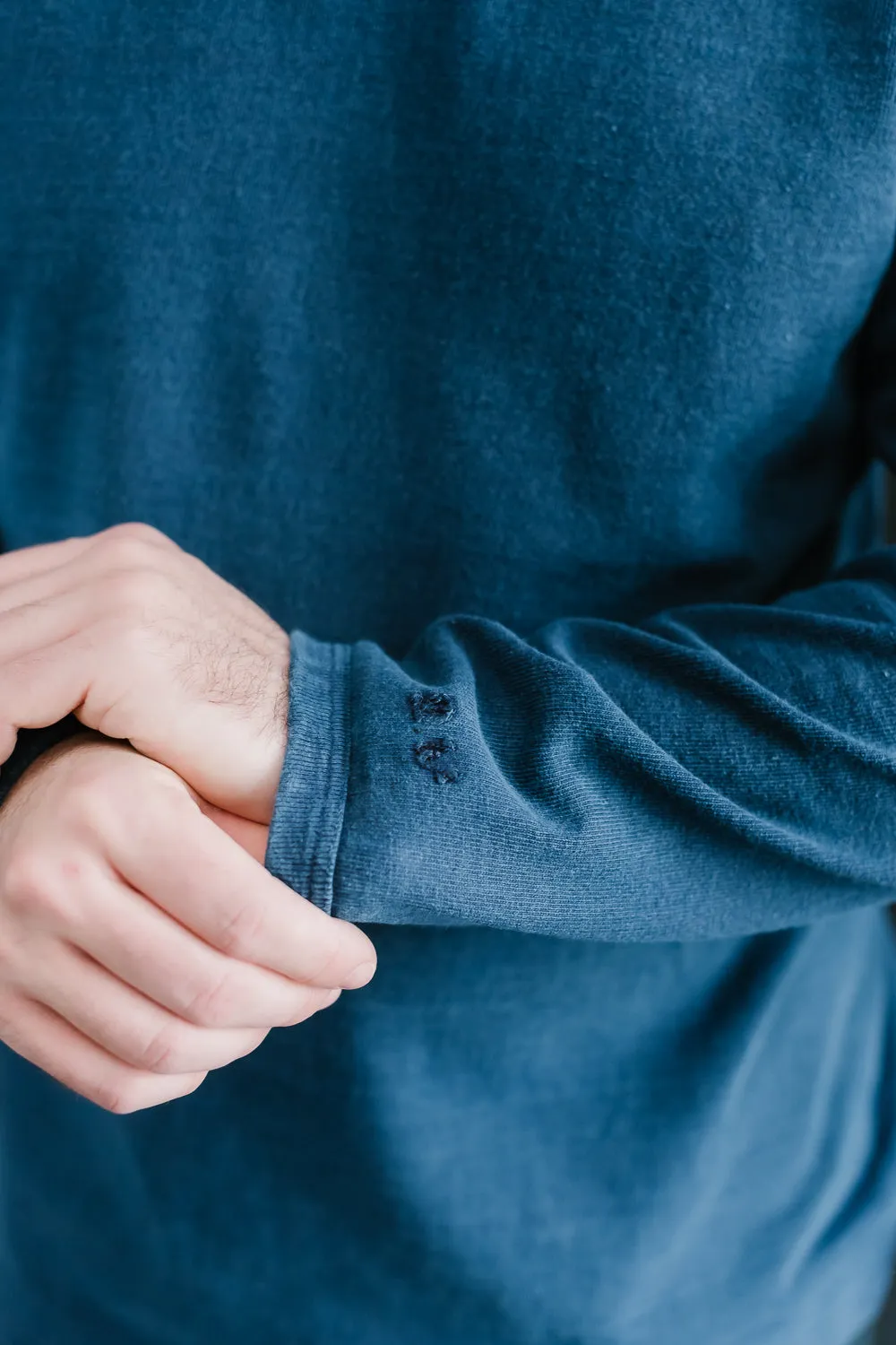 "Stand Wheel" Heavyweight Long Sleeve Tee - Indigo