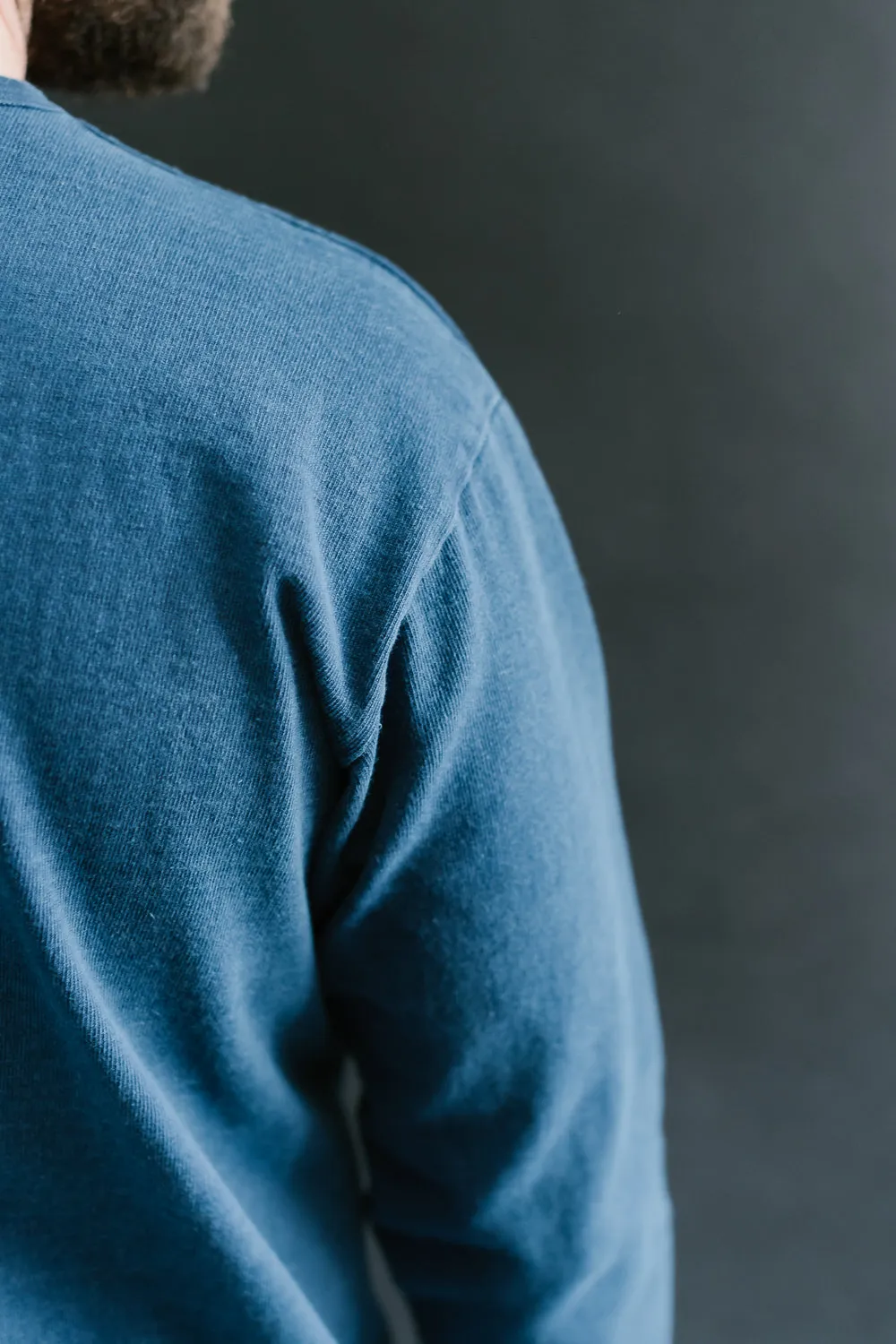 "Stand Wheel" Heavyweight Long Sleeve Tee - Indigo