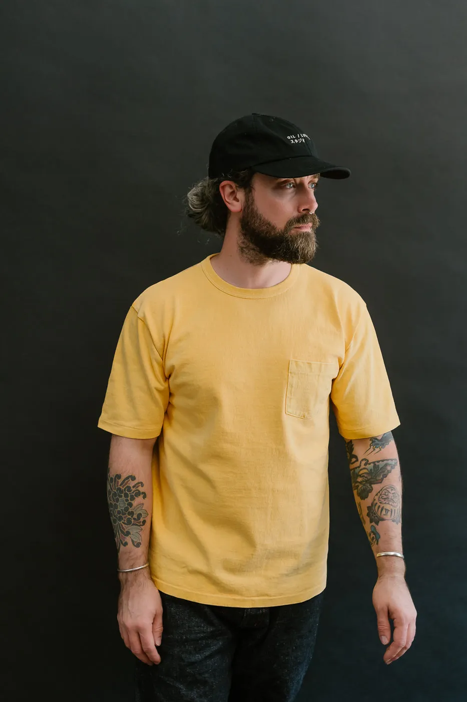 "Stand Wheel" Heavyweight Pocket Tee - Gold