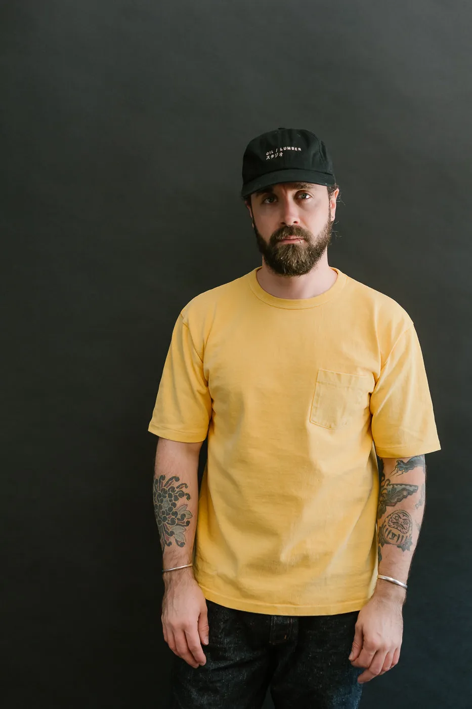 "Stand Wheel" Heavyweight Pocket Tee - Gold