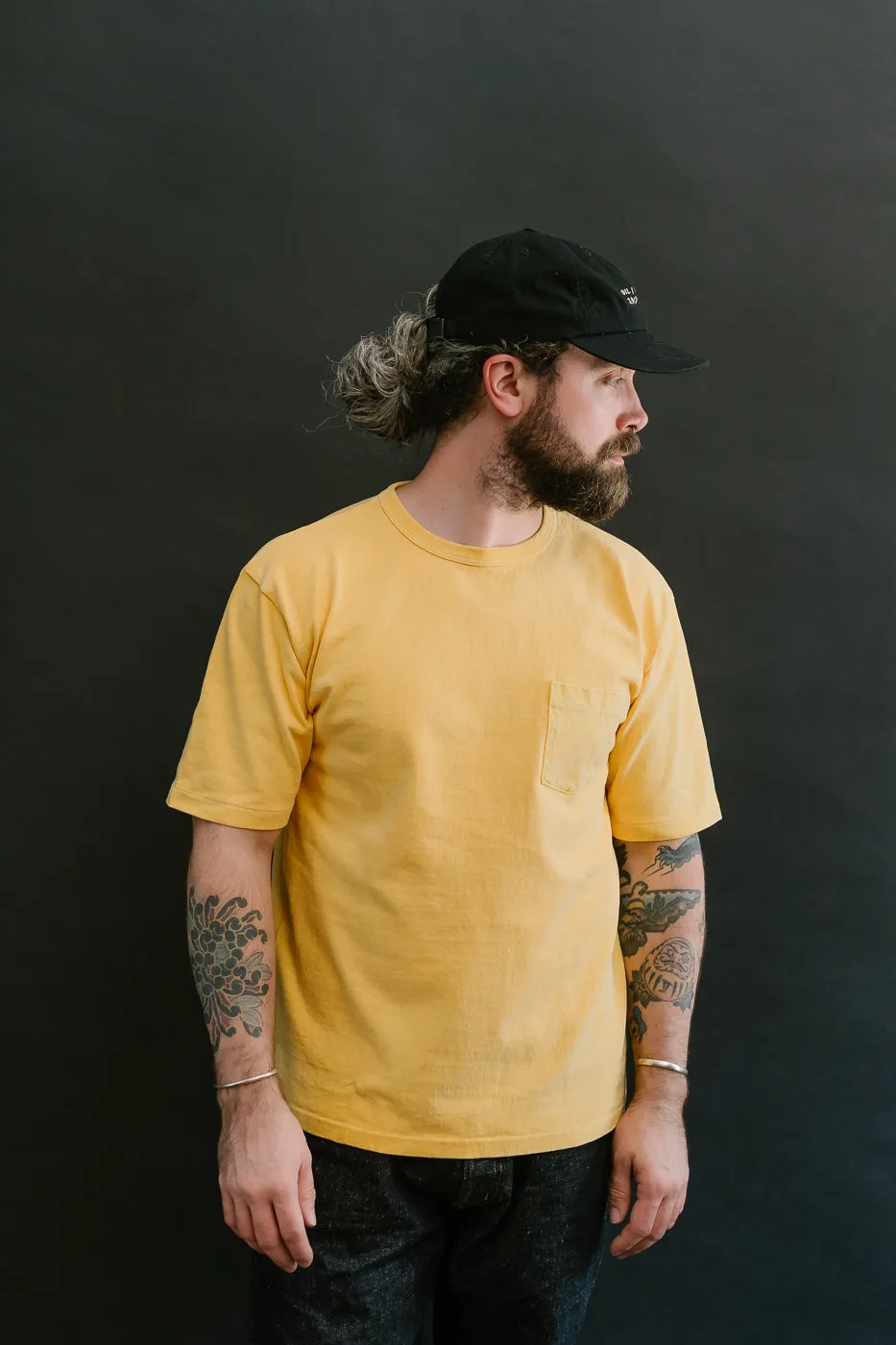 "Stand Wheel" Heavyweight Pocket Tee - Gold