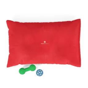 Red Luxury Pet Bed, Solid Color Machine-Washable Pet Pillow With Zippers-Printed in USA