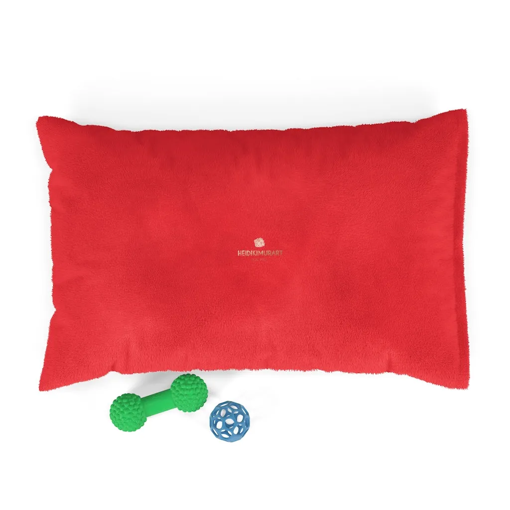 Red Luxury Pet Bed, Solid Color Machine-Washable Pet Pillow With Zippers-Printed in USA