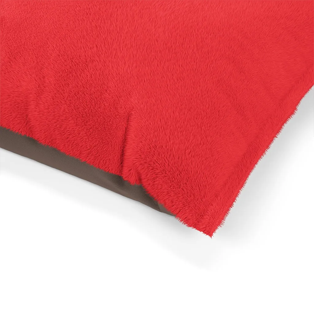 Red Luxury Pet Bed, Solid Color Machine-Washable Pet Pillow With Zippers-Printed in USA