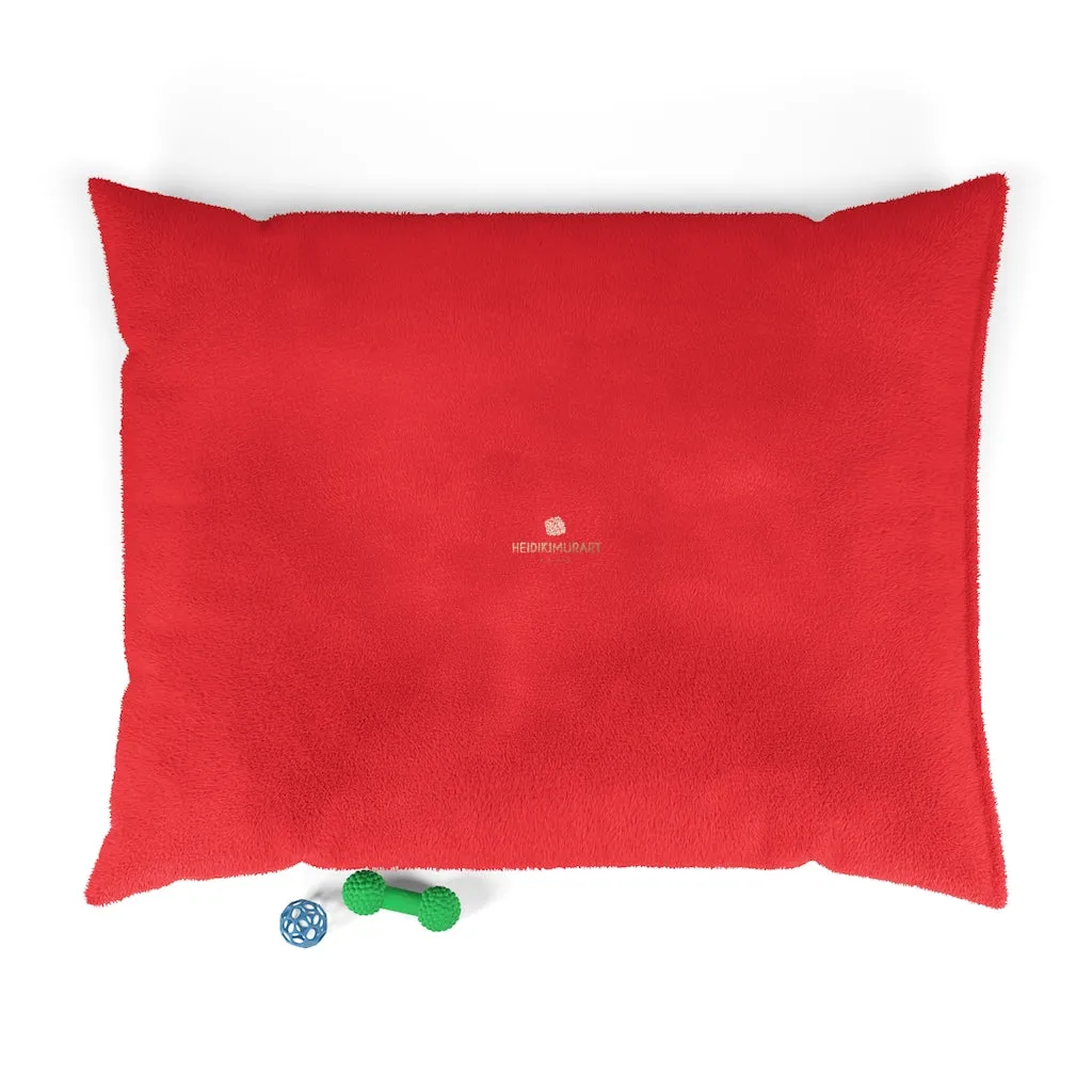 Red Luxury Pet Bed, Solid Color Machine-Washable Pet Pillow With Zippers-Printed in USA