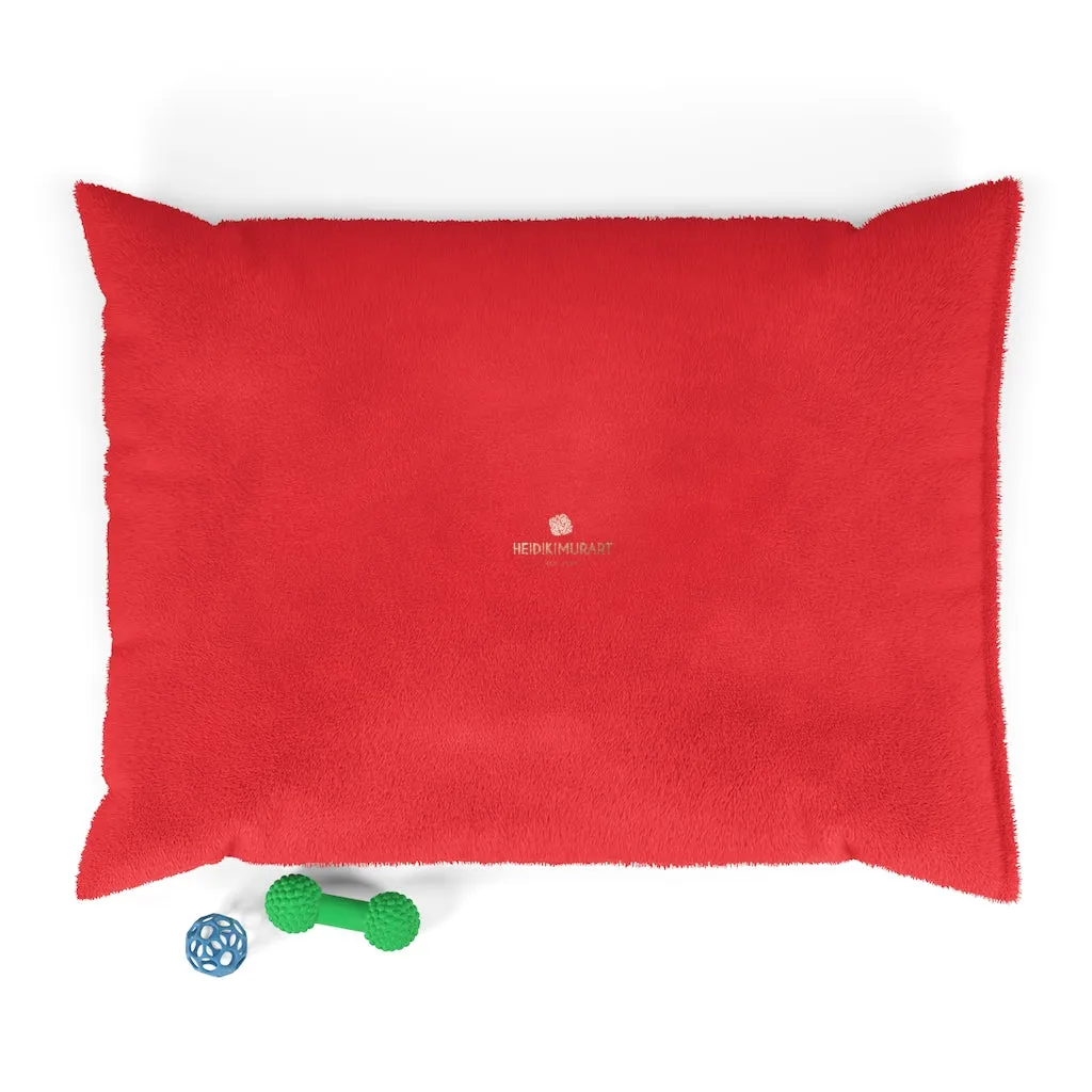 Red Luxury Pet Bed, Solid Color Machine-Washable Pet Pillow With Zippers-Printed in USA