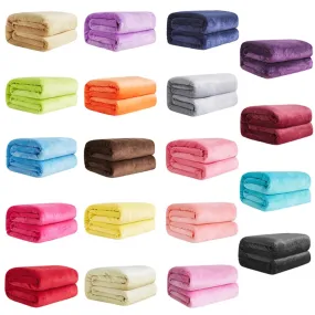 Soft Warm Coral Fleece Flannel Blankets For Beds Faux Fur Mink Throw Solid Color Sofa Cover Bedspread Winter Plaid Blankets