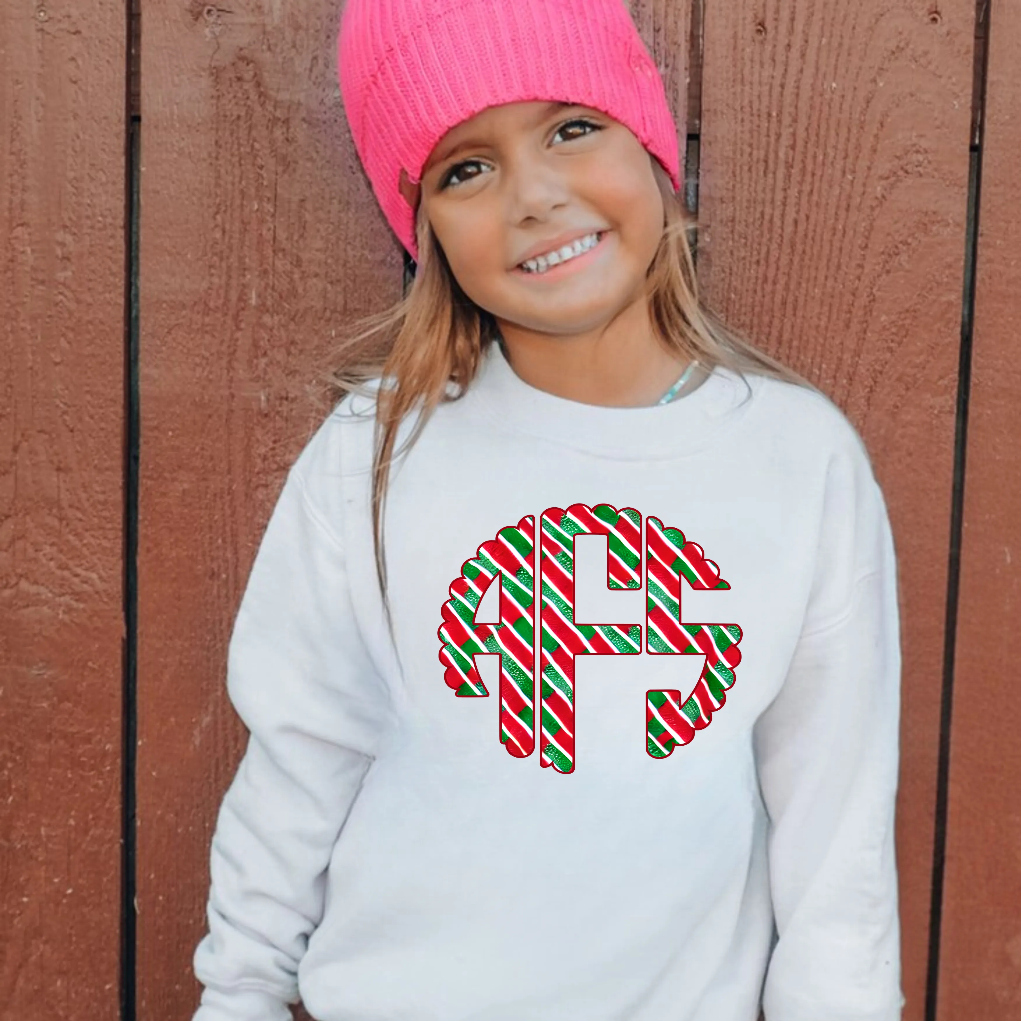 Striped Christmas Monogram Sweatshirt for Girls