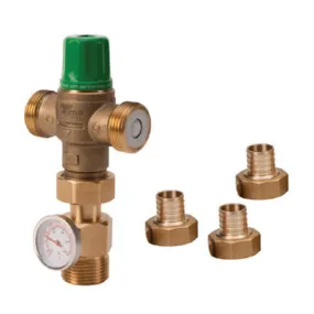Taco 5124-P2-G 1" PEX Union Mixing Valve w/ Gauge (Low Lead)