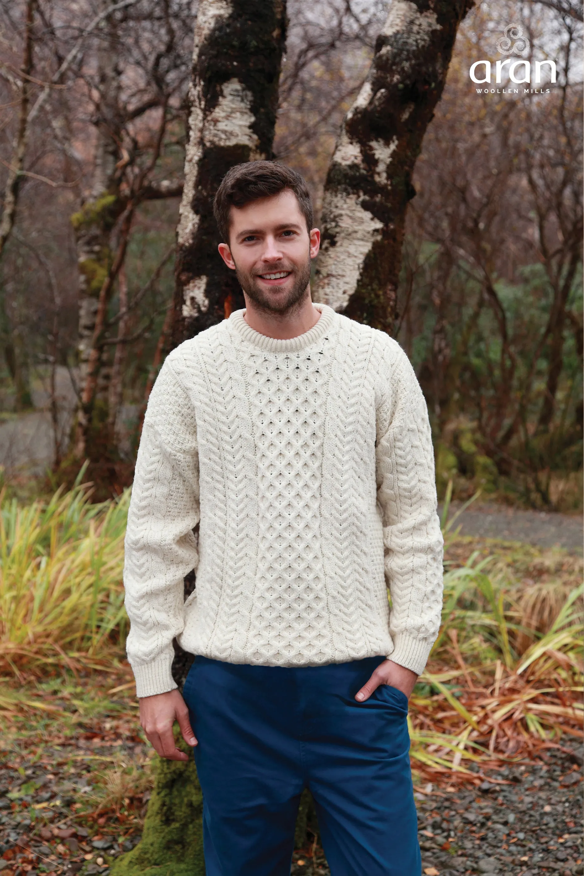 Unisex Aran Sweater - White