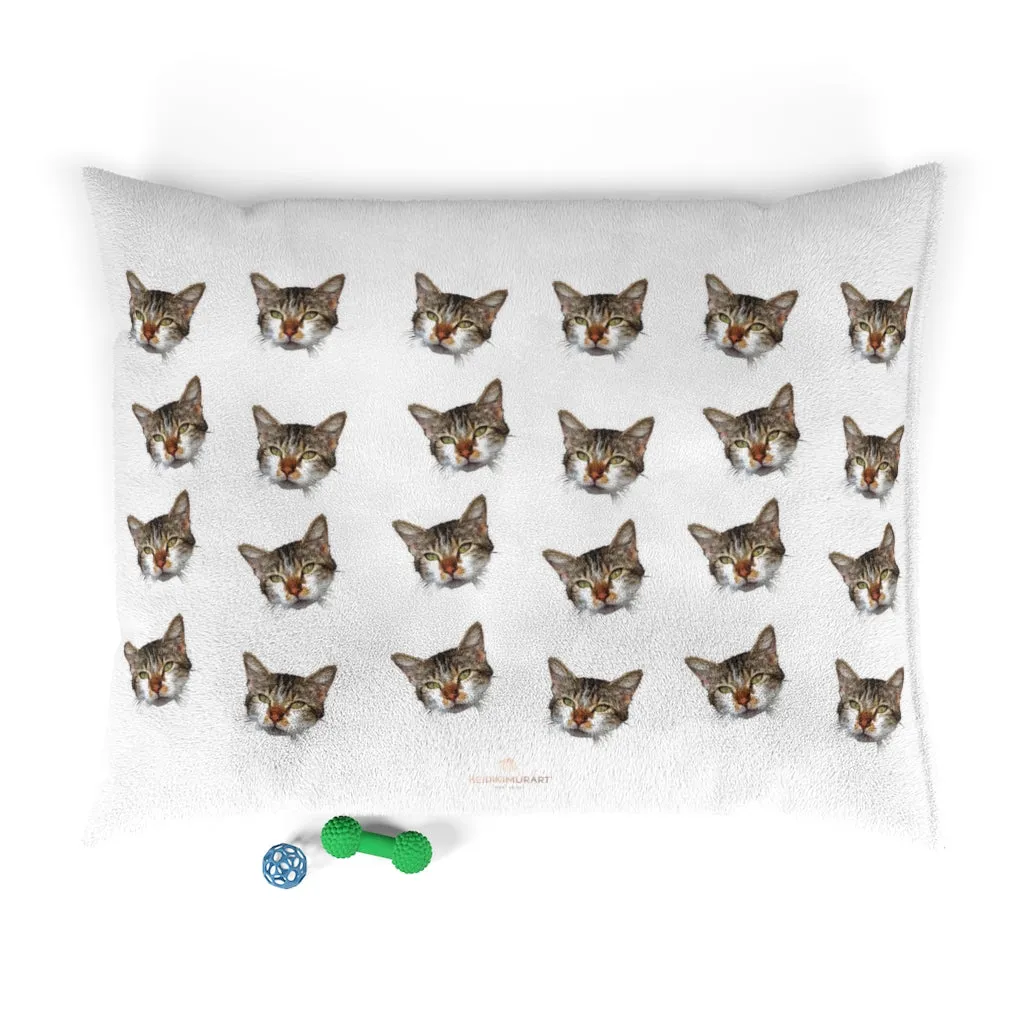 White Cat Pet Bed, Solid Color Machine-Washable Pet Pillow With Zippers-Printed in USA