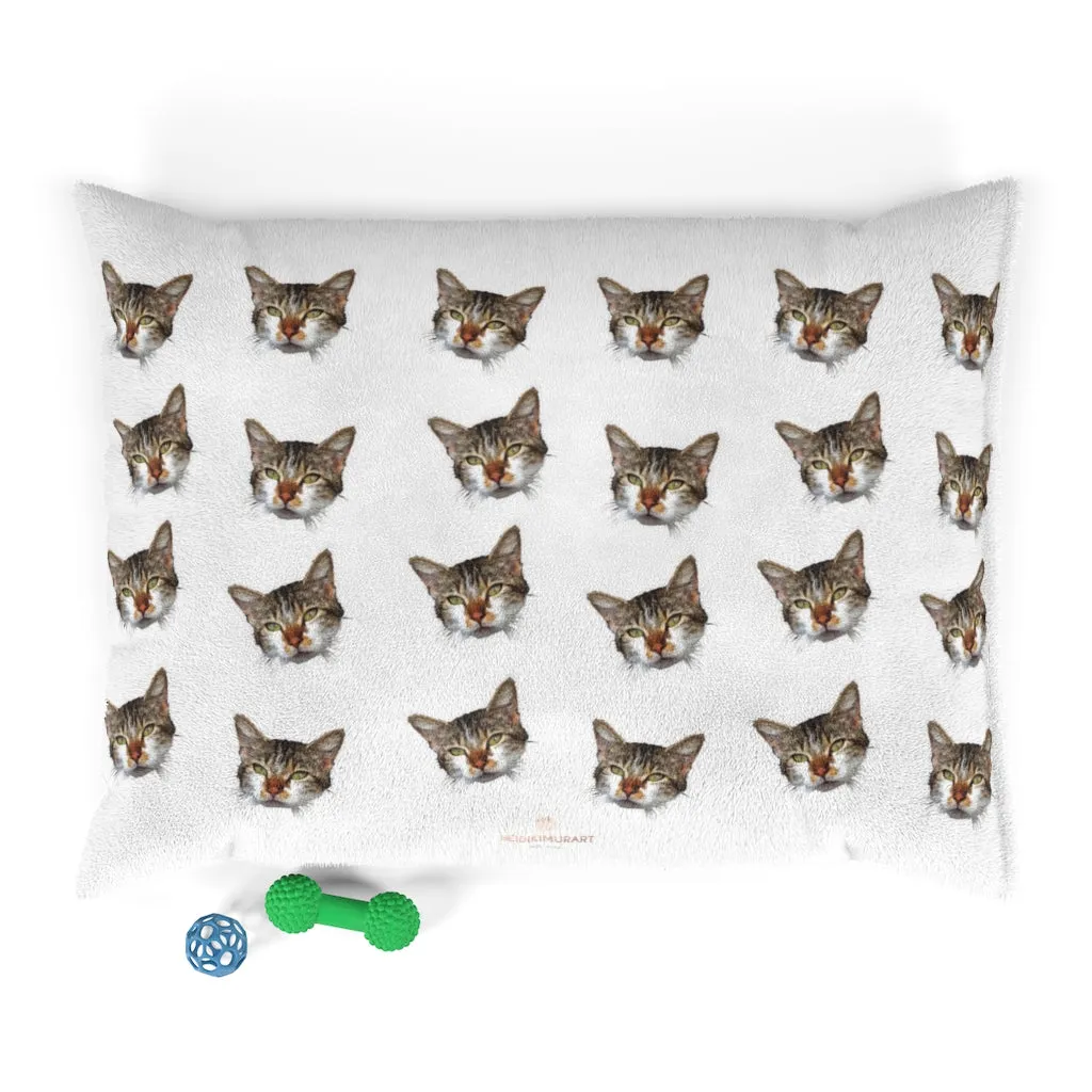 White Cat Pet Bed, Solid Color Machine-Washable Pet Pillow With Zippers-Printed in USA