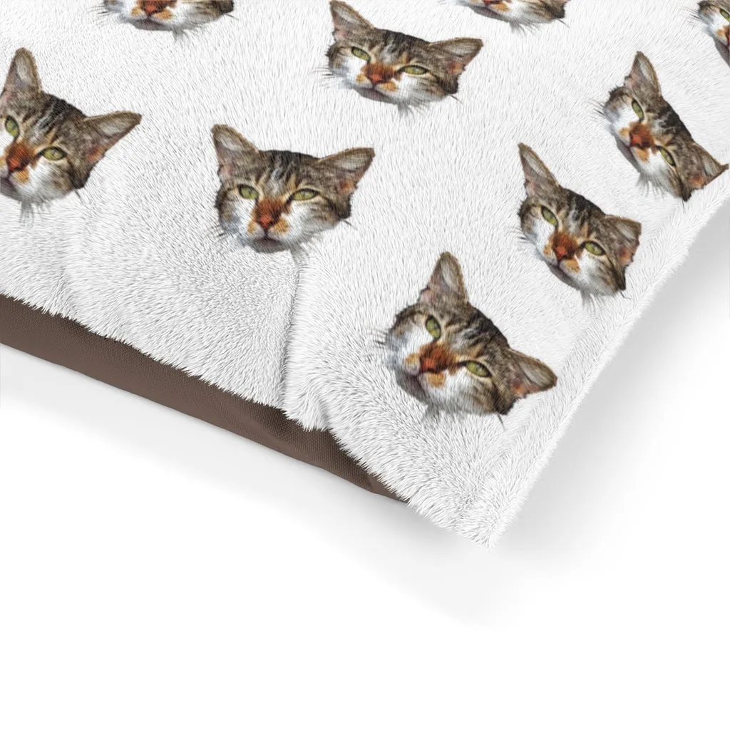 White Cat Pet Bed, Solid Color Machine-Washable Pet Pillow With Zippers-Printed in USA