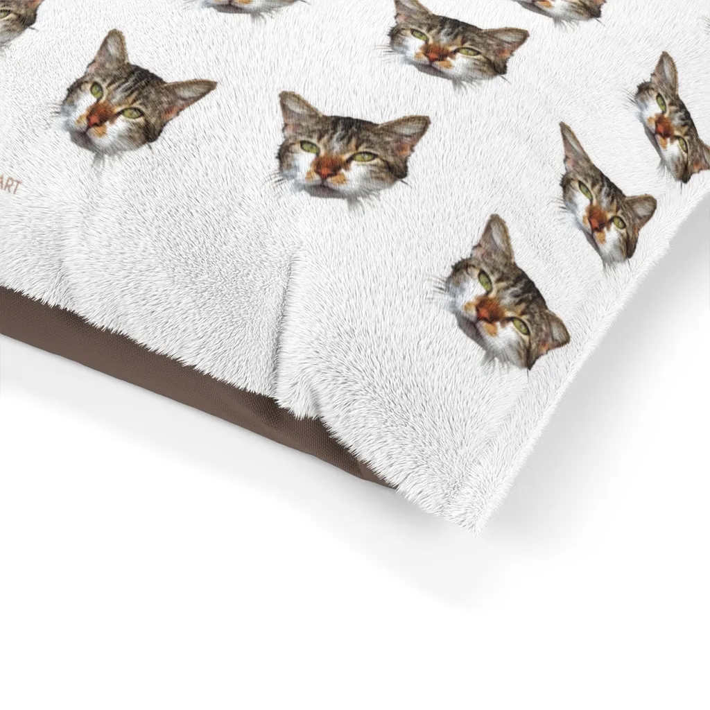 White Cat Pet Bed, Solid Color Machine-Washable Pet Pillow With Zippers-Printed in USA