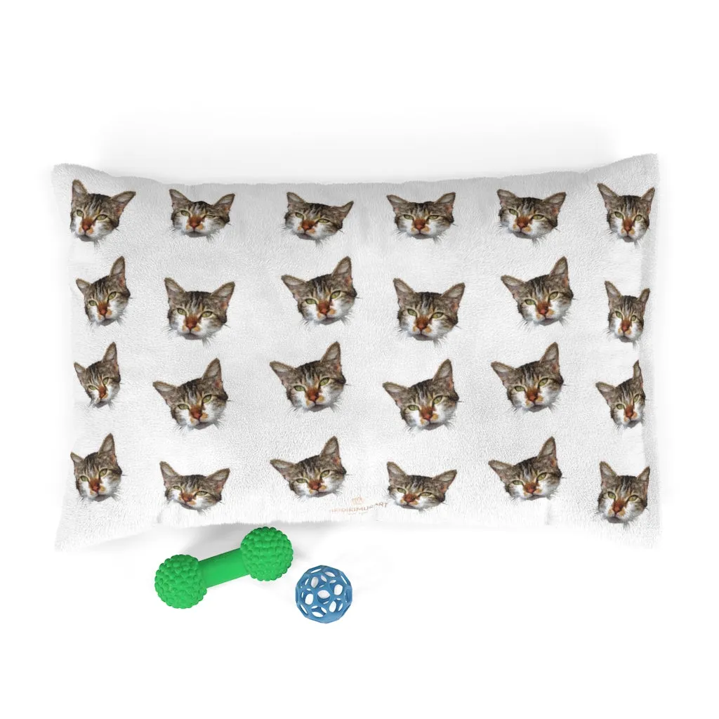 White Cat Pet Bed, Solid Color Machine-Washable Pet Pillow With Zippers-Printed in USA