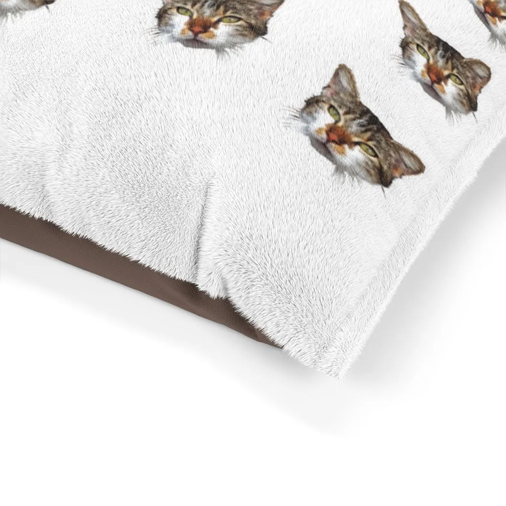 White Cat Pet Bed, Solid Color Machine-Washable Pet Pillow With Zippers-Printed in USA