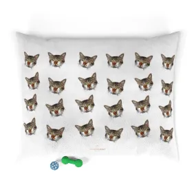 White Cat Pet Bed, Solid Color Machine-Washable Pet Pillow With Zippers-Printed in USA