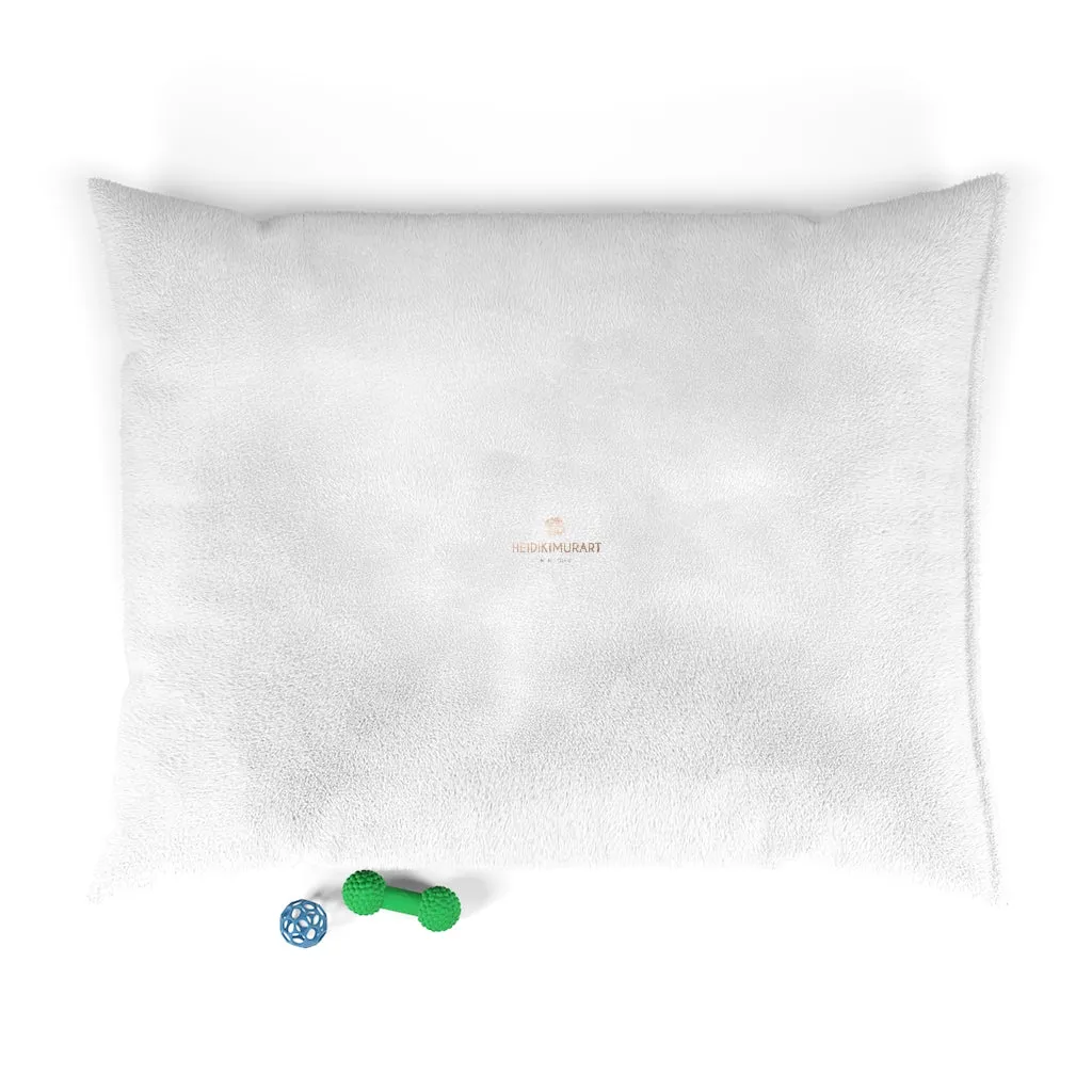 White Pet Bed, Solid Color Modern Machine-Washable Pet Pillow With Zippers-Printed in USA