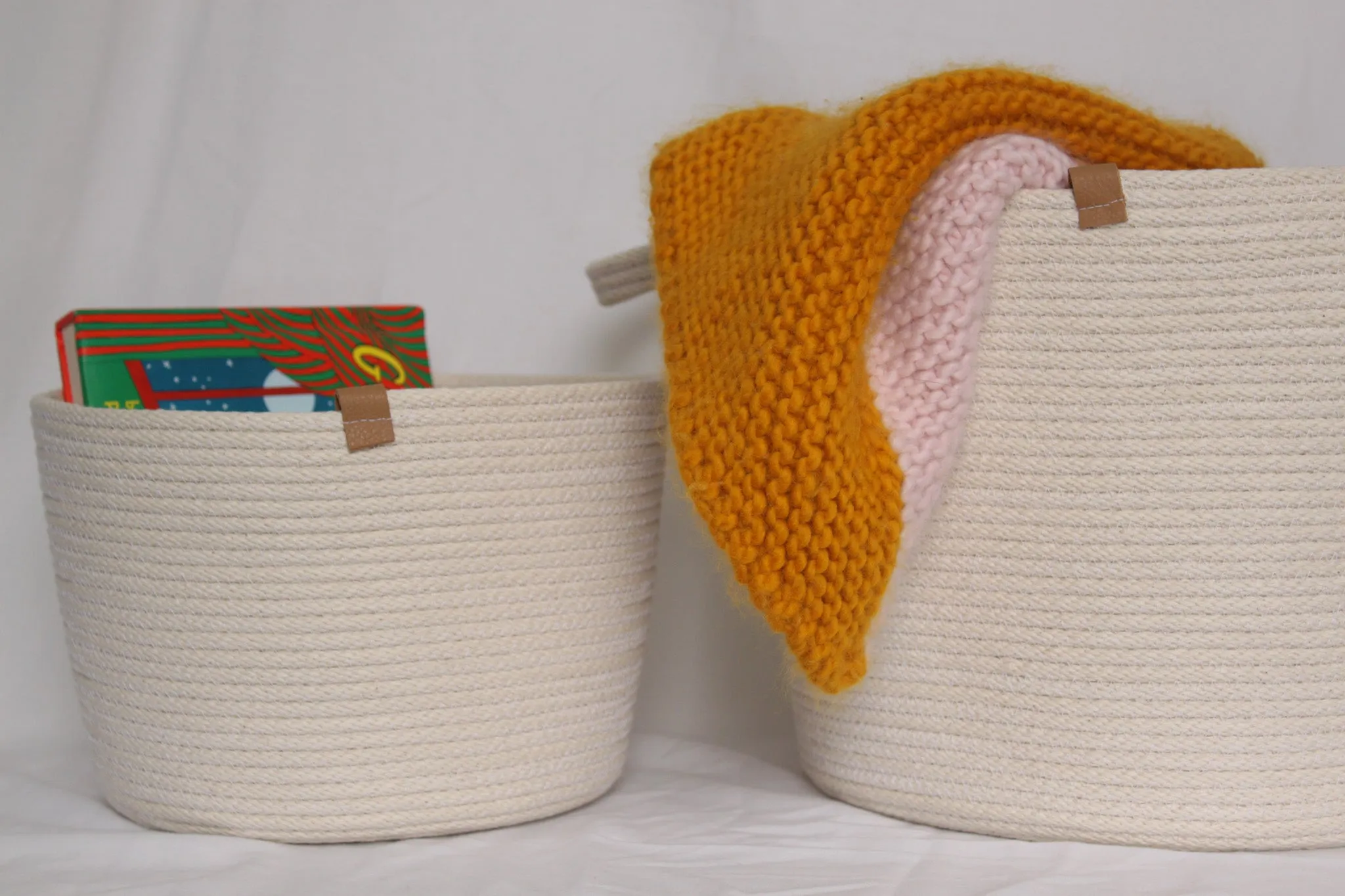 Woven Handmade Basket Bundle - 1 Medium 1 Large