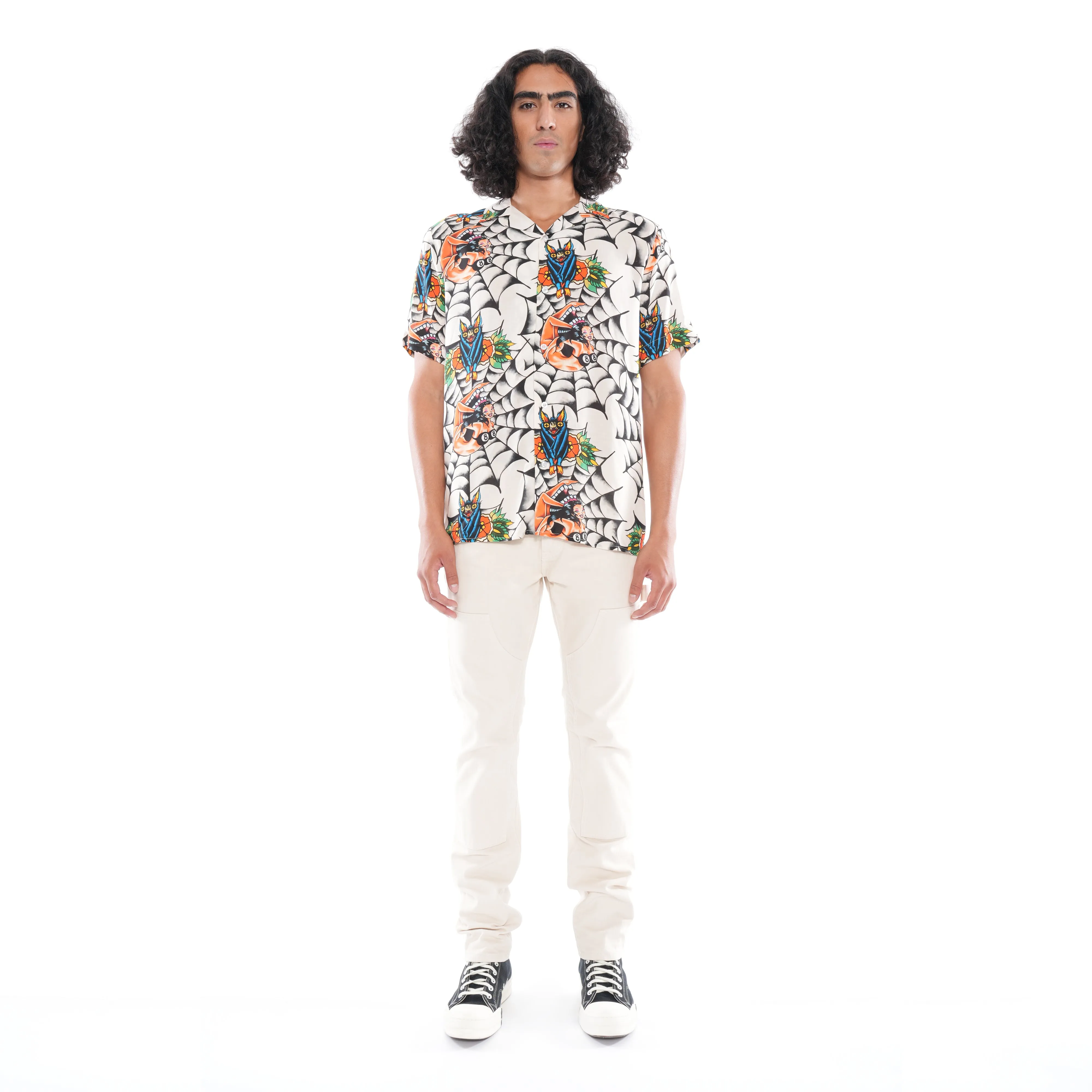 YAKUZA SHORT SLEEVE WOVEN SHIRT IN CREAM