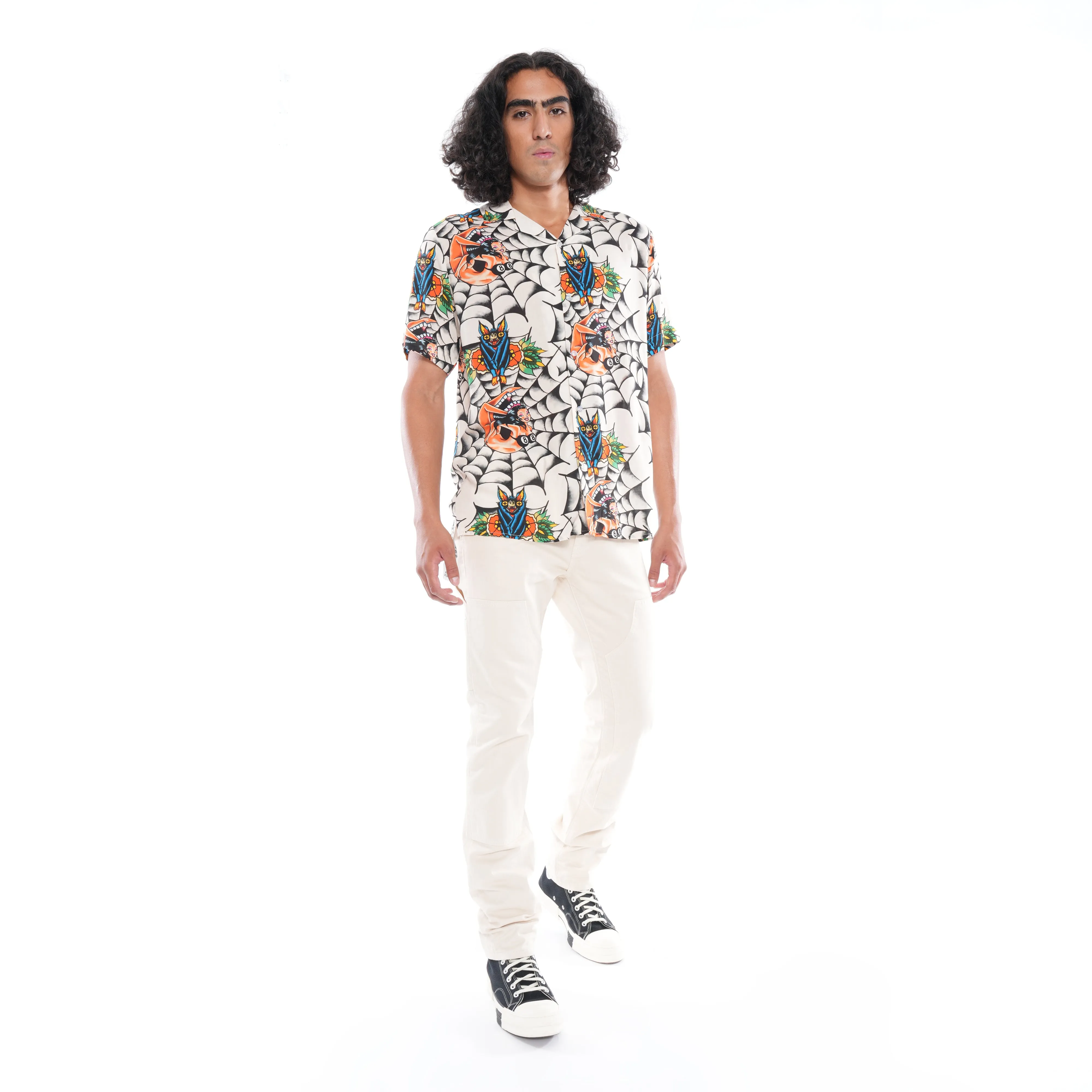 YAKUZA SHORT SLEEVE WOVEN SHIRT IN CREAM