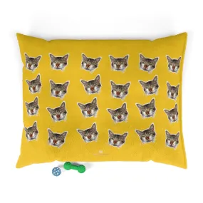 Yellow Cat Pet Bed, Solid Color Machine-Washable Pet Pillow With Zippers-Printed in USA