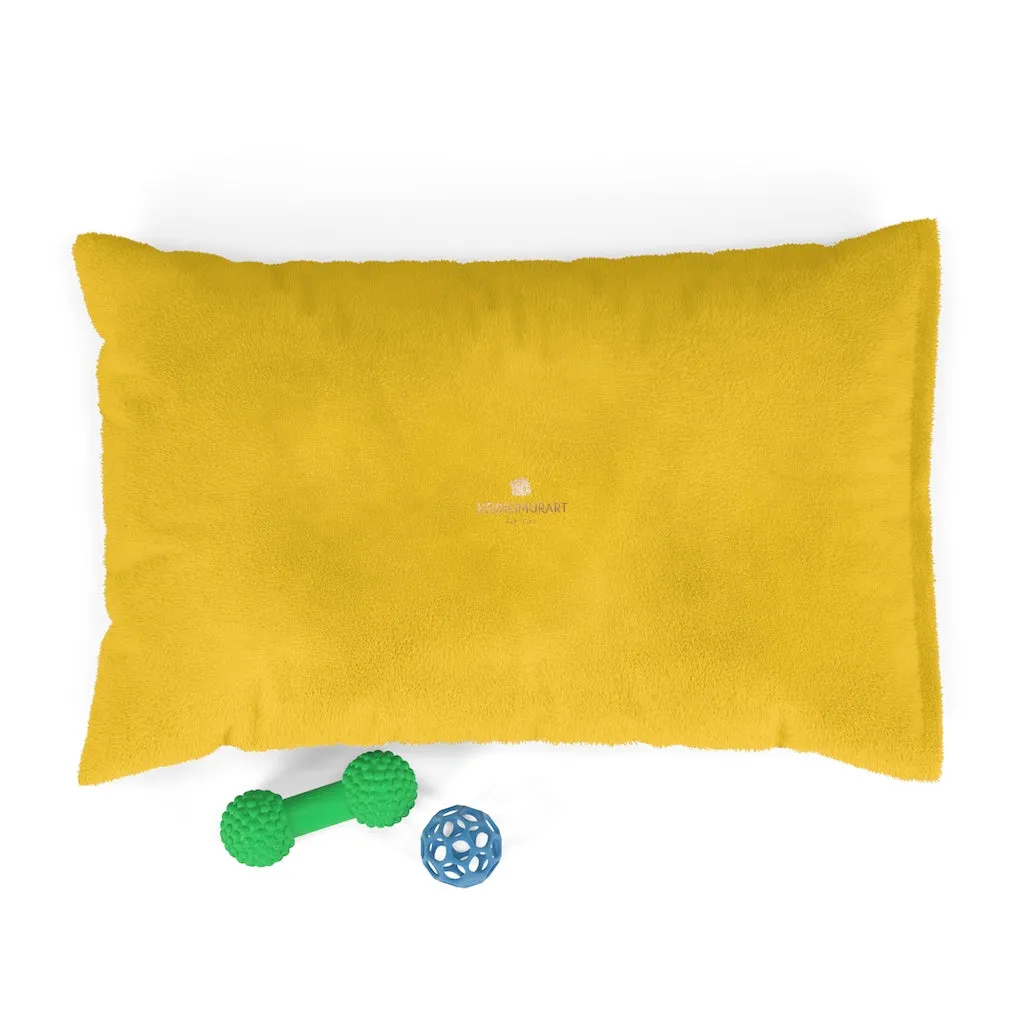 Yellow Luxury Pet Bed, Solid Color Machine-Washable Pet Pillow With Zippers-Printed in USA