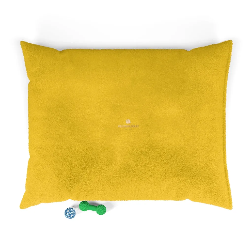 Yellow Luxury Pet Bed, Solid Color Machine-Washable Pet Pillow With Zippers-Printed in USA