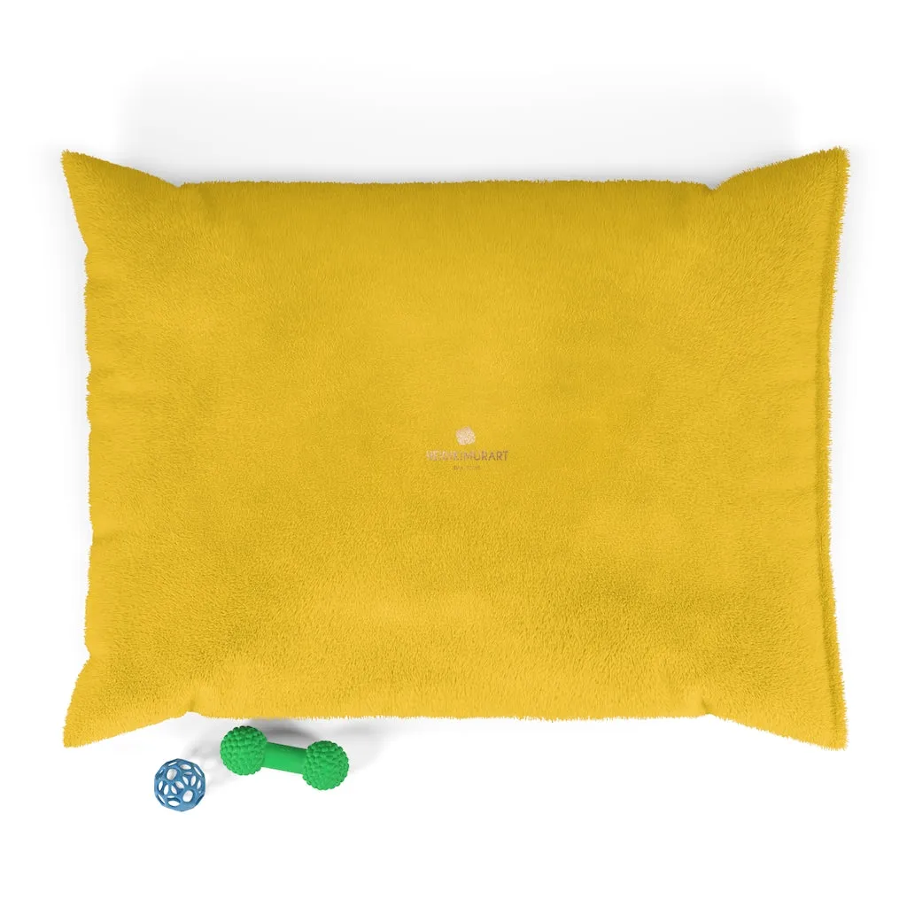 Yellow Luxury Pet Bed, Solid Color Machine-Washable Pet Pillow With Zippers-Printed in USA