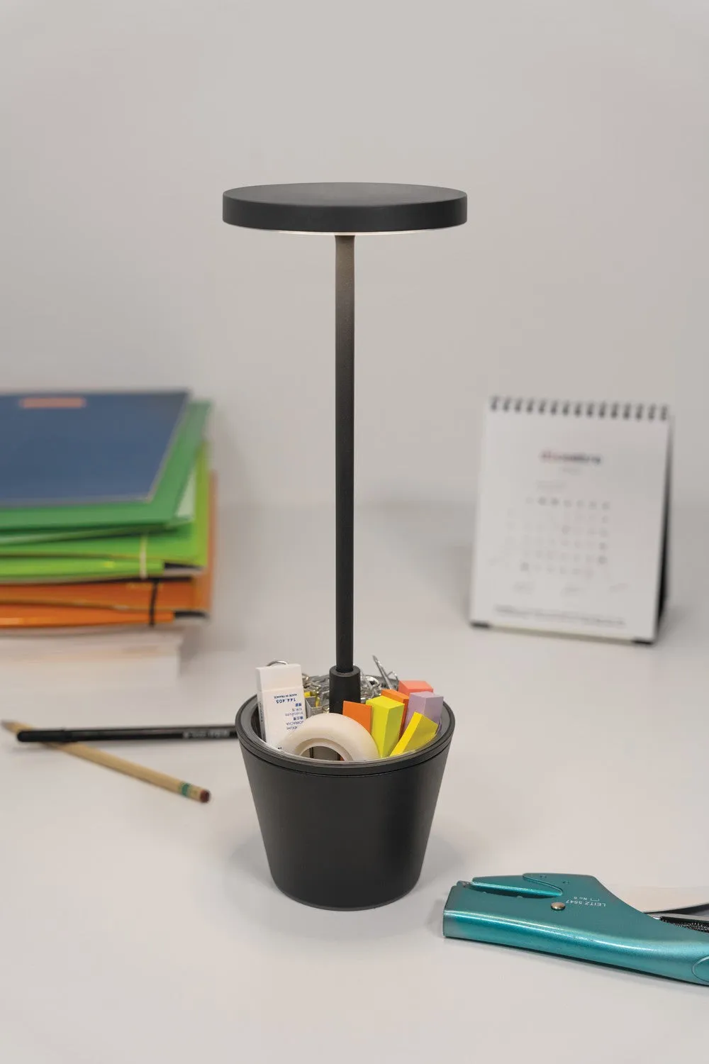 Zafferano Poldina UpsideDown Table Lamp LD0420N4 Dark Grey
